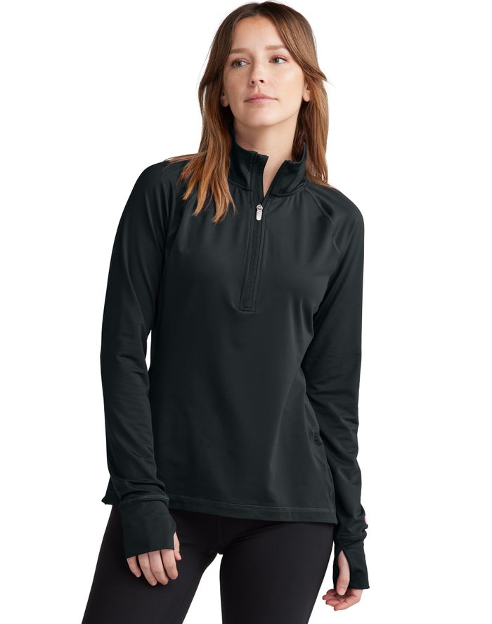 Champion Sweatshirt Dames - Zwart - Absolute 1/2 Zip Mock Neck ( 702513-ZEQ )